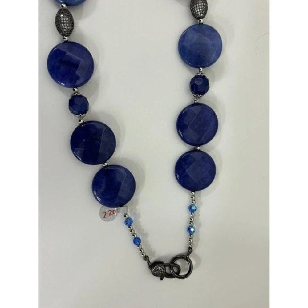Necklace Lapis Lazuli Blue Pave Lobster Clasp Y-Drop Style New with Tags